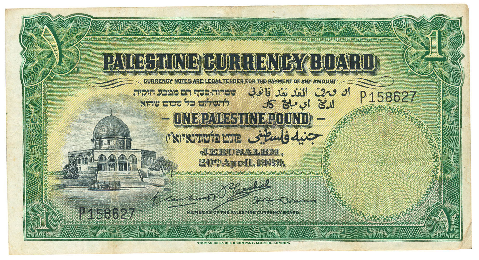 Palestyna. 1 pound (1000 mils) 20.4.1939 seria P - RZADKOŚĆ
